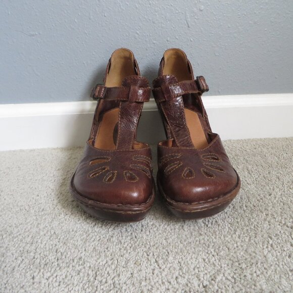 BORN Charisma Heeled sandals Size 8 Brown Leather Buckle Mary Jane #W61184 - Picture 3 of 11